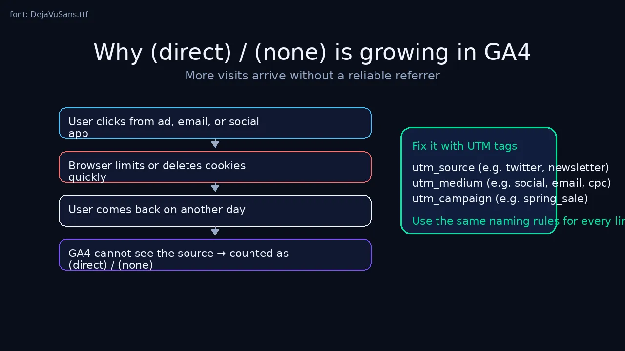 Why (direct)/(none) is growing in GA4